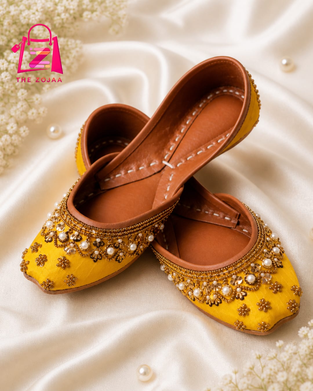 Luxury Yellow & Gold Embellished Khussa 
