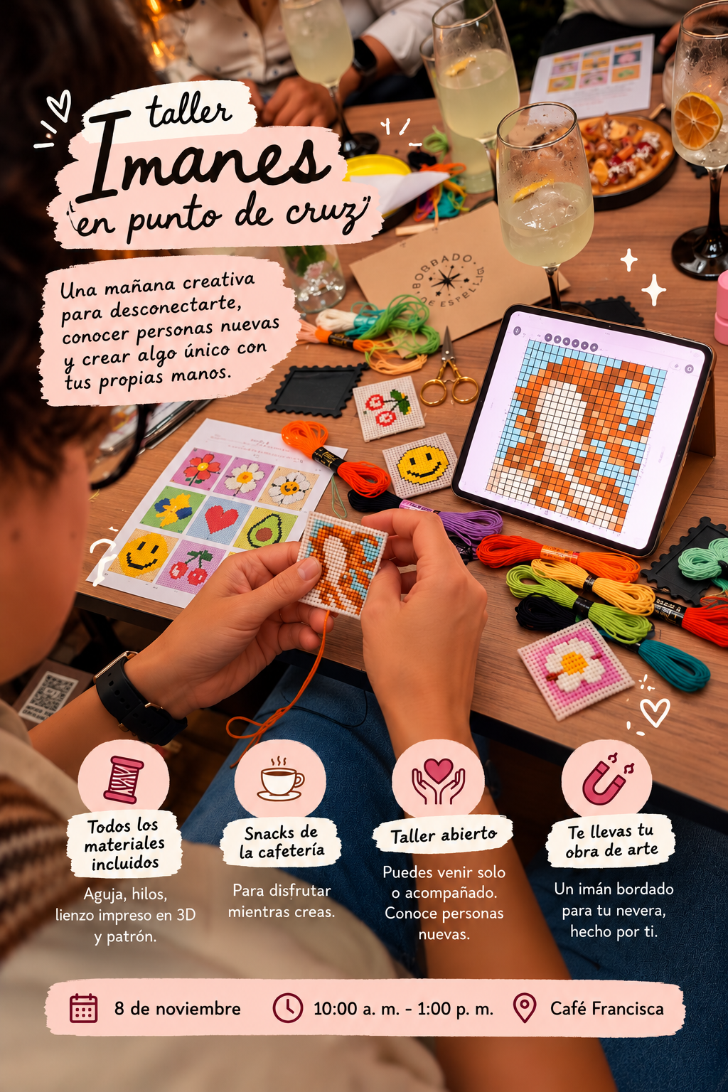 Entre hilos y puntadas: Taller de punto de cruz