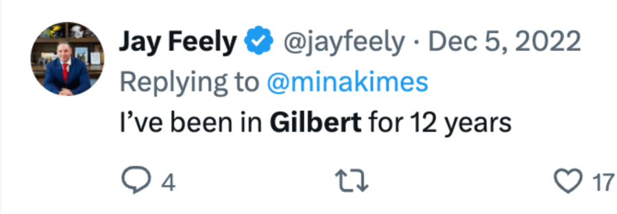 Gilbert 12 years tweet
