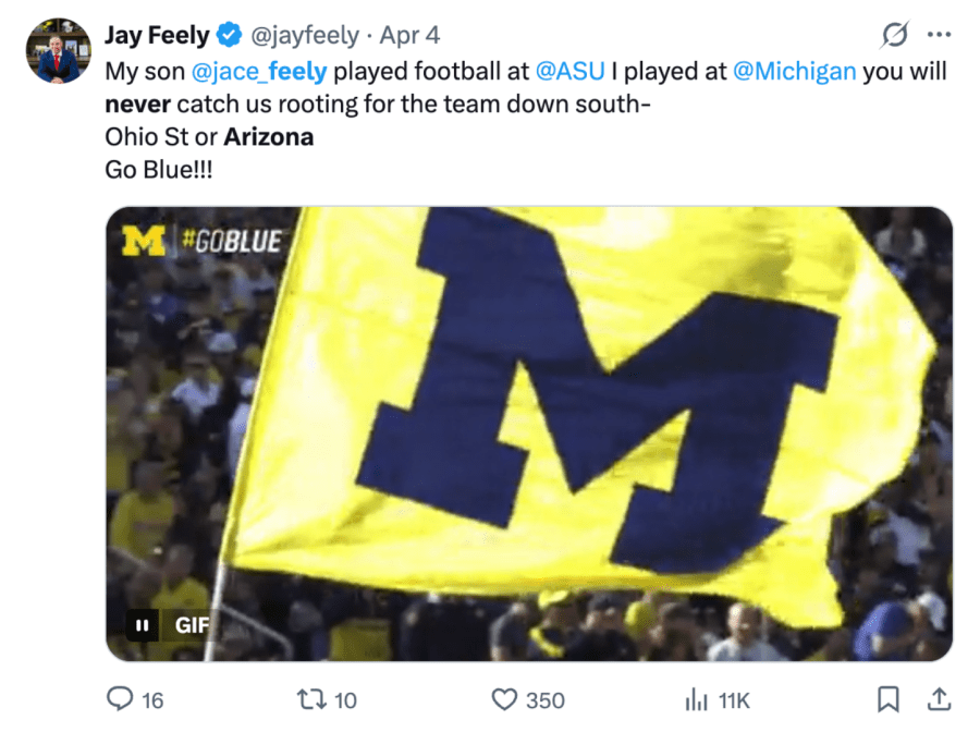 Michigan Go Blue tweet