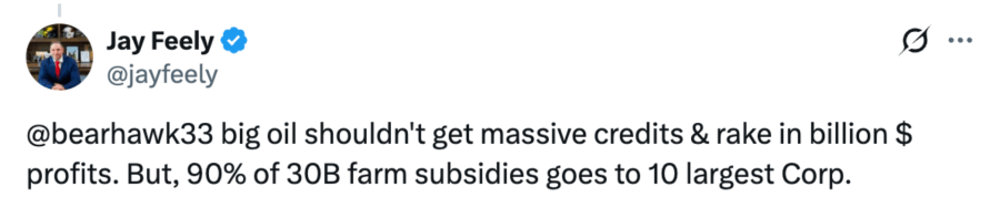 Big oil credits tweet