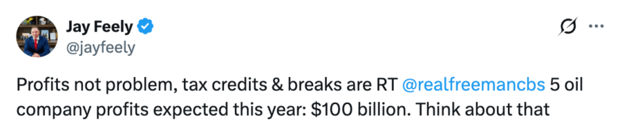 100B oil profits tweet