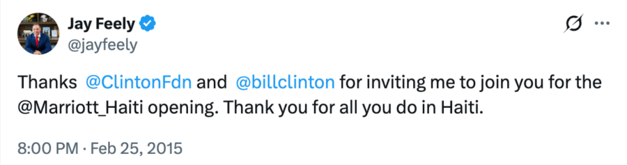 Thanks Clinton Foundation tweet