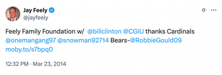 Feely Family Foundation Clinton tweet