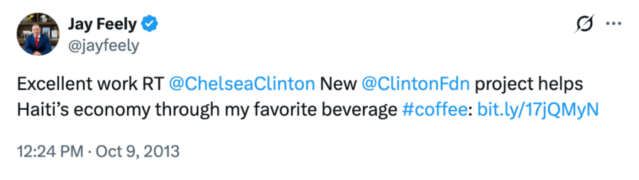 Chelsea Clinton coffee Haiti tweet