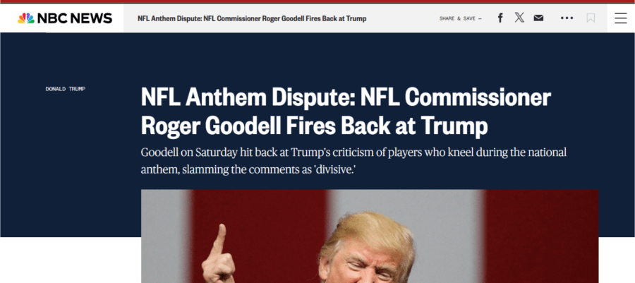 Goodell fires back Trump NBC