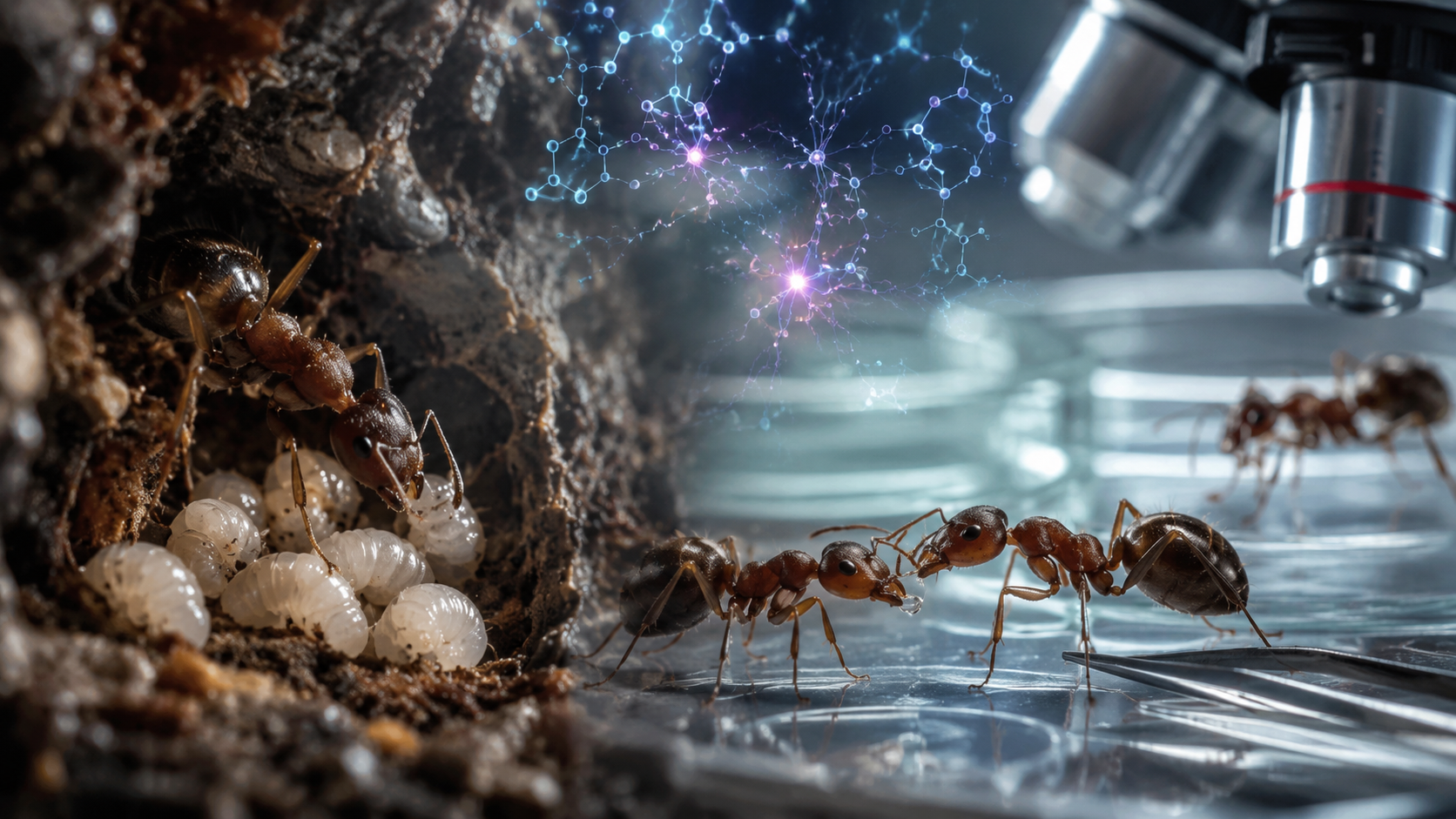 Skruzdėlių darbo pasidalijimą kontroliuoja du neuropeptidai: nuo slaugės iki maisto ieškotojos