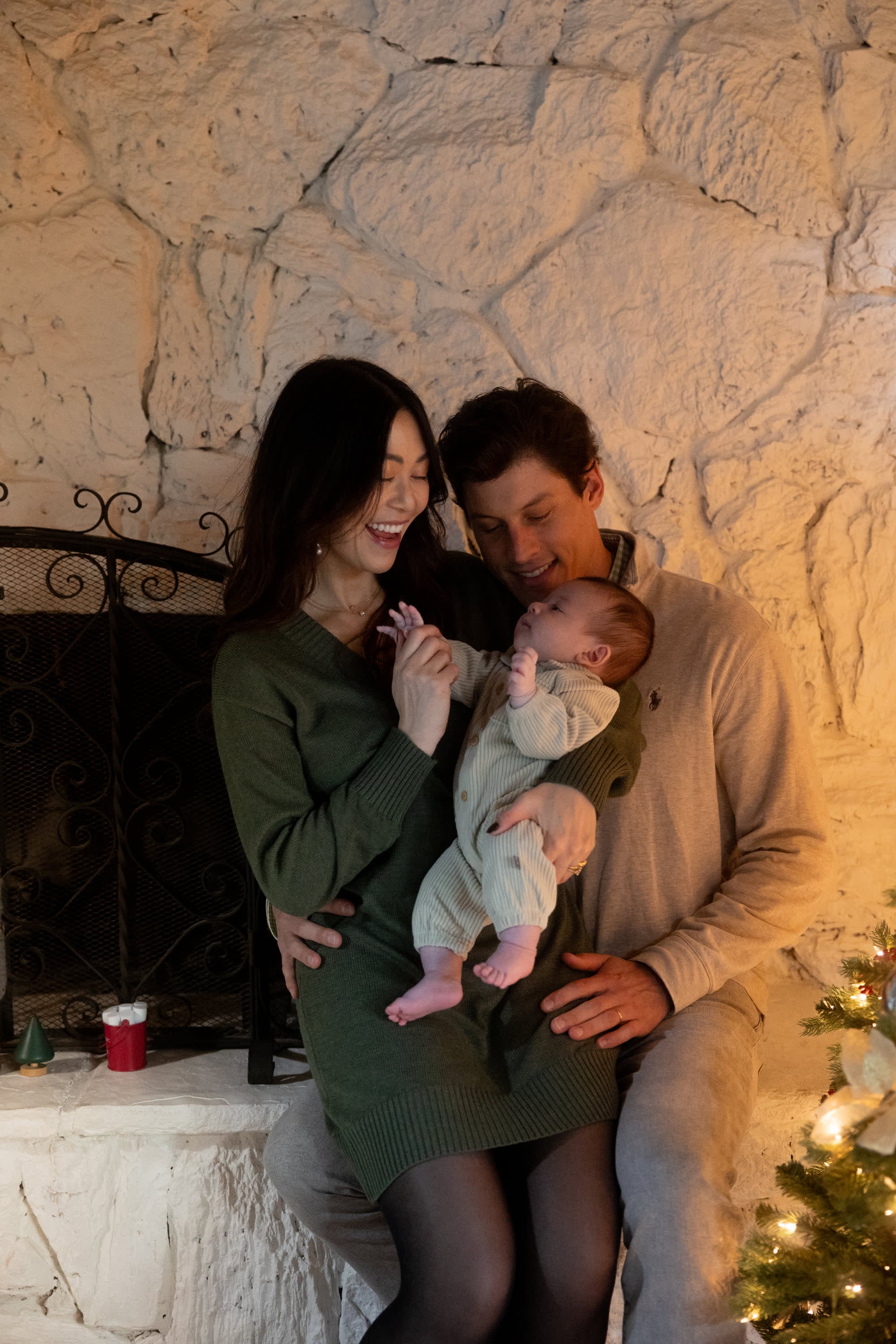 Family Christmas Photoshoot by the Fireplace