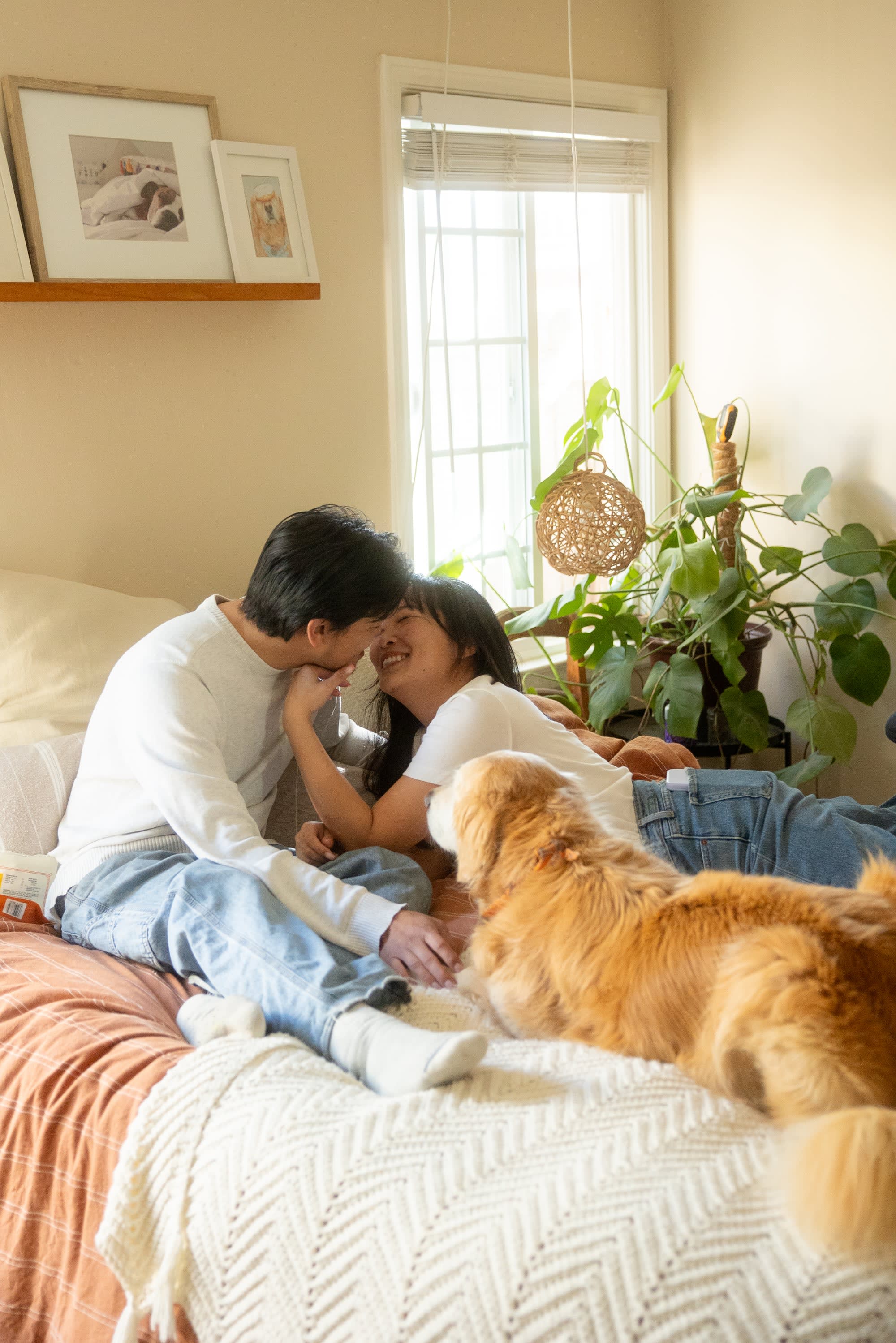 A couple enjoying a home photoshoot