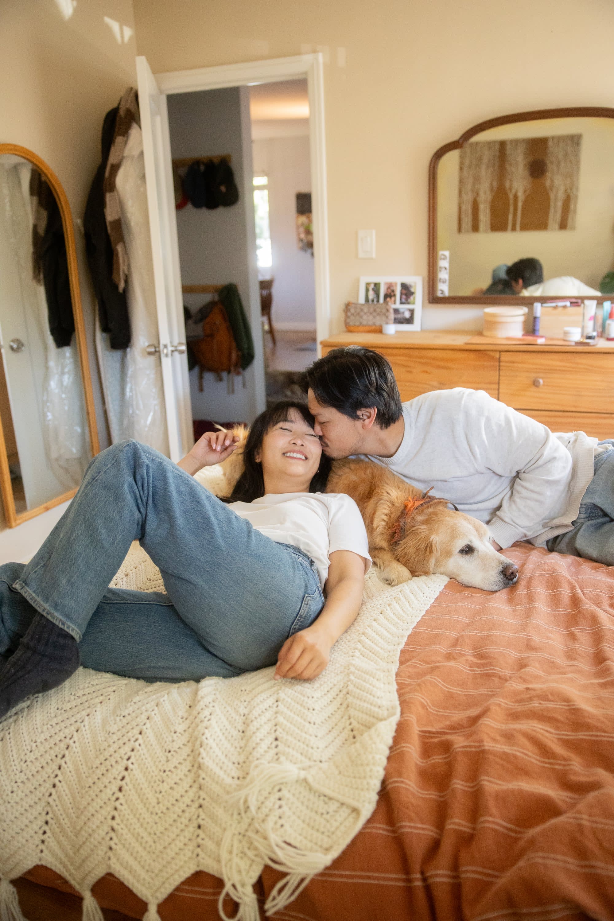 A couple enjoying a home photoshoot