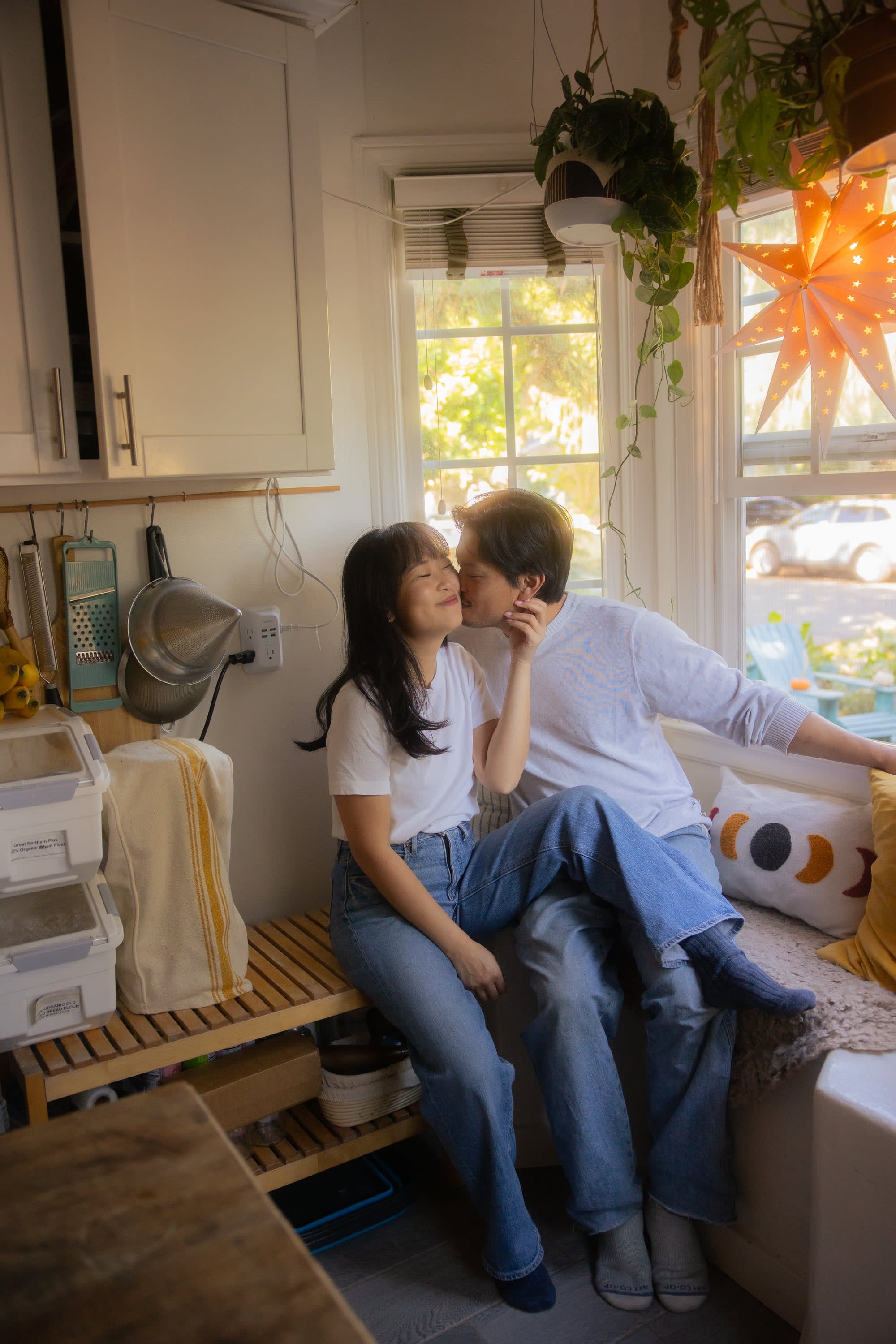 A couple enjoying a home photoshoot