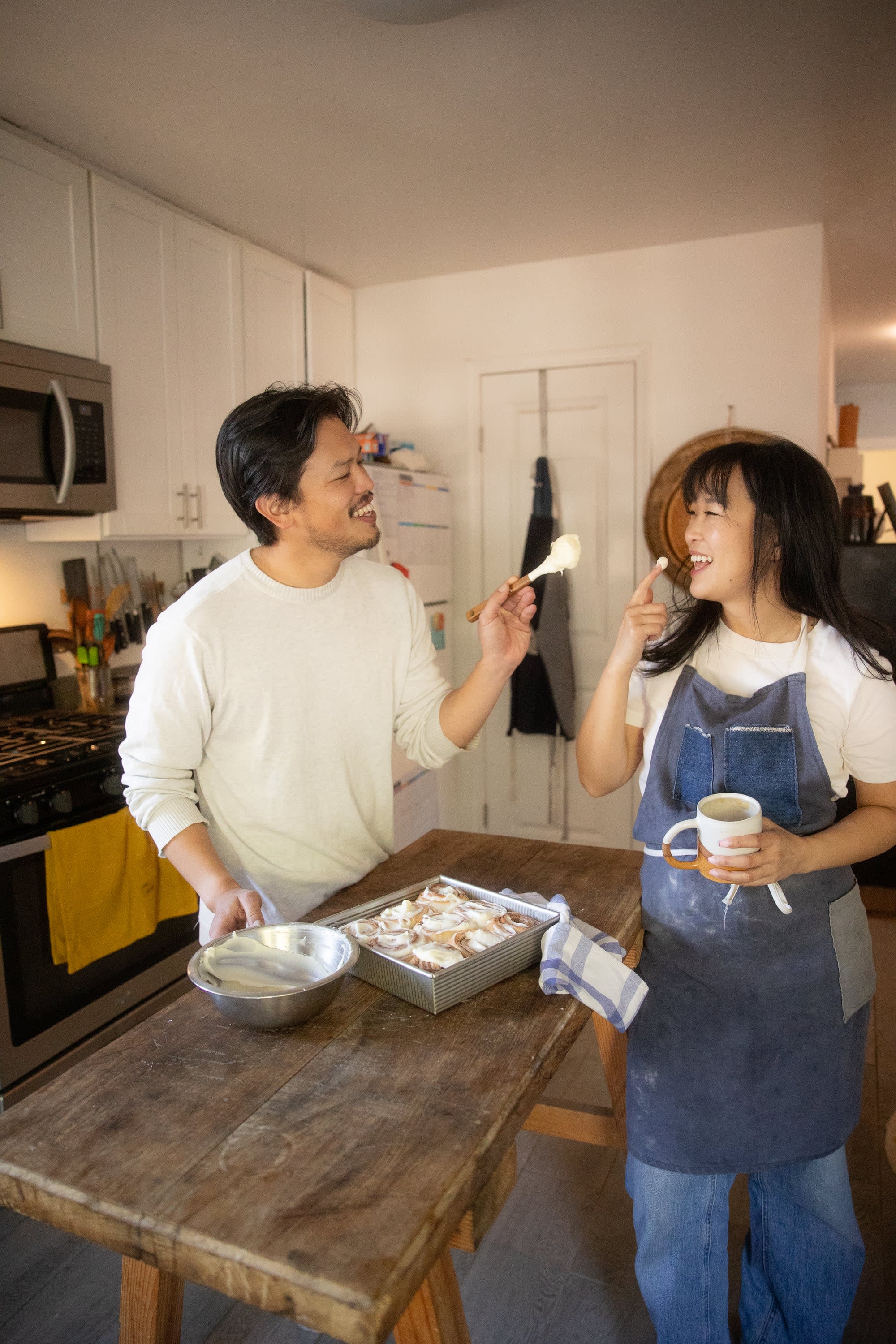 A couple enjoying a home photoshoot