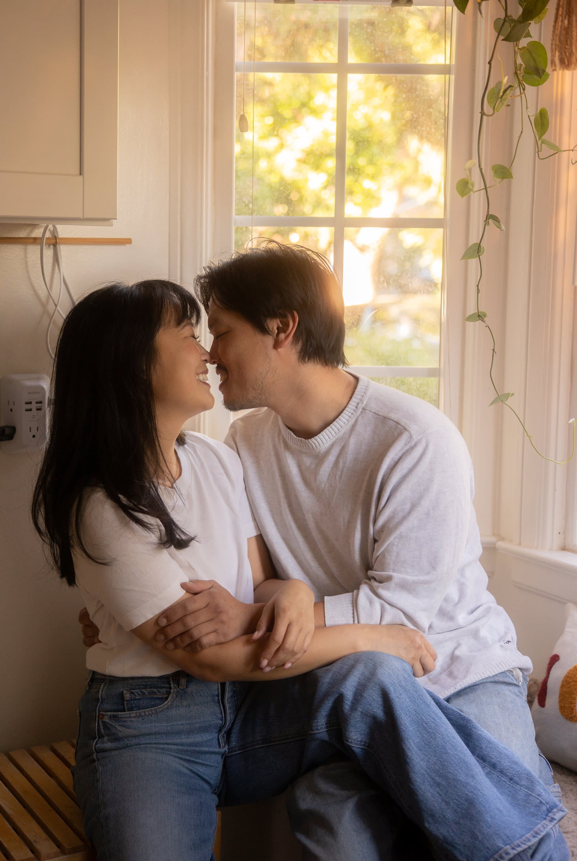 A couple enjoying a home photoshoot
