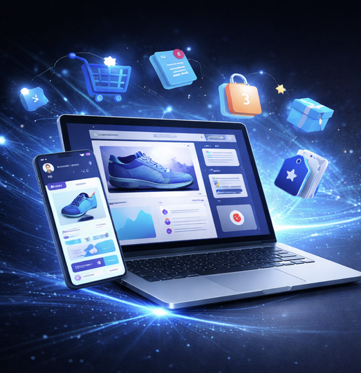 E-commerce Solutions dashboard showing platforms and tools used for this service