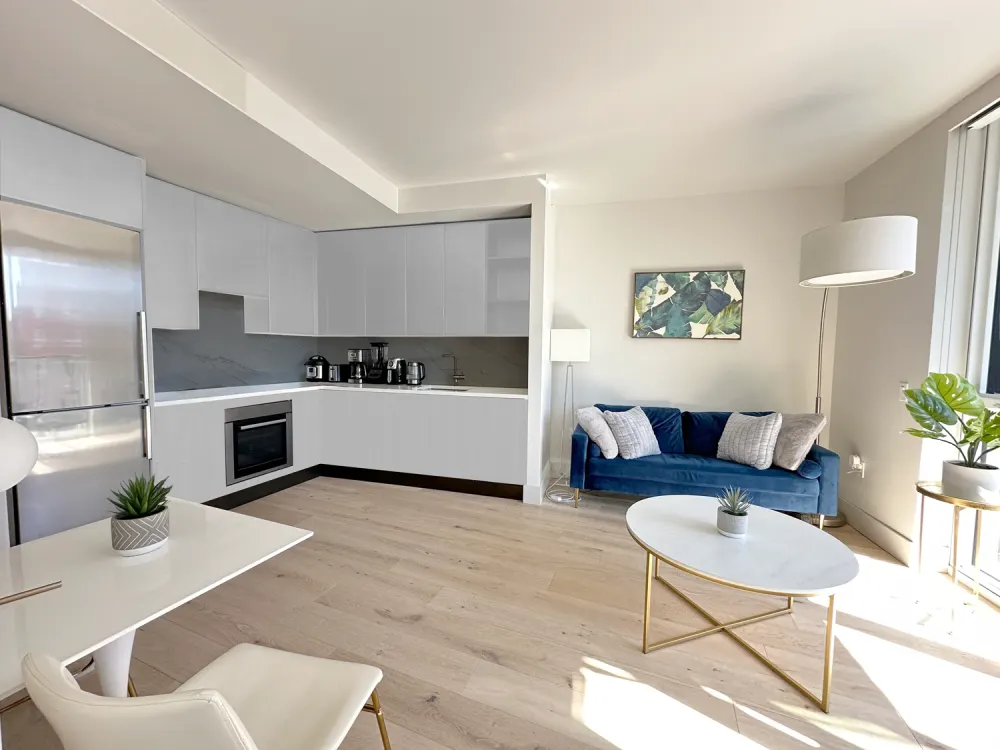 Modern kitchen and living area