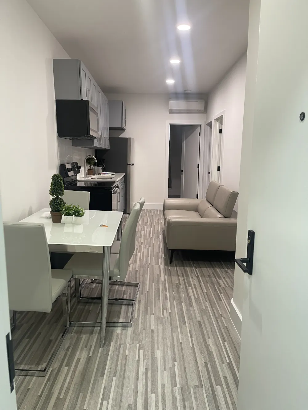 Modern apartment with sleek interior design.