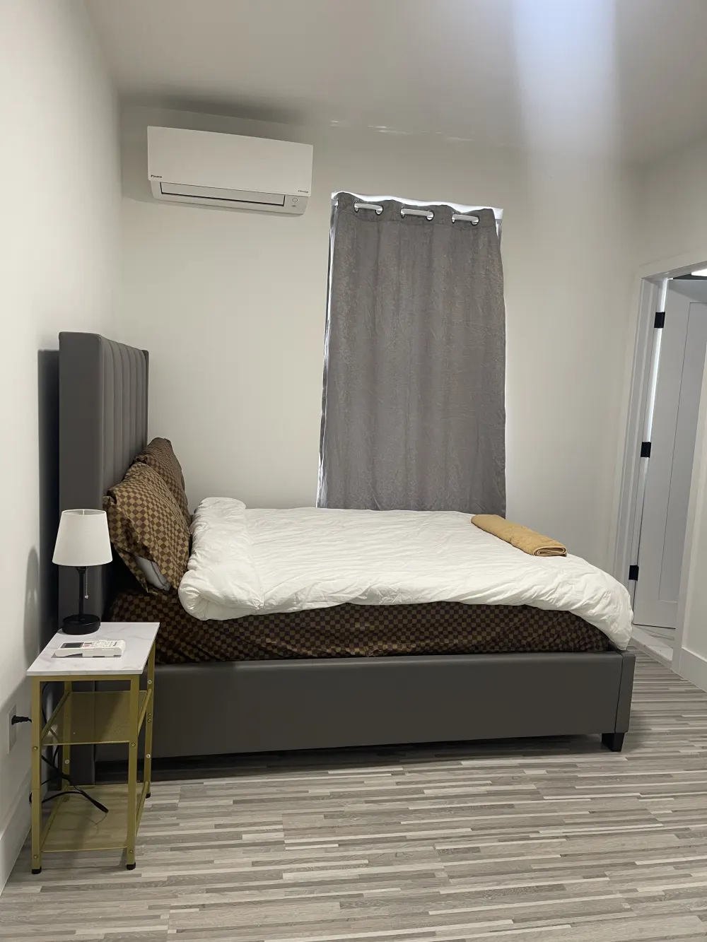 Modern bedroom with simple decor.