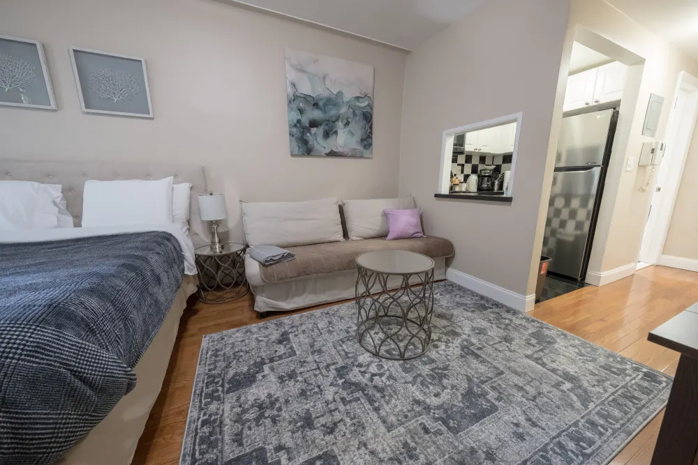 Cozy studio apartment with kitchen.