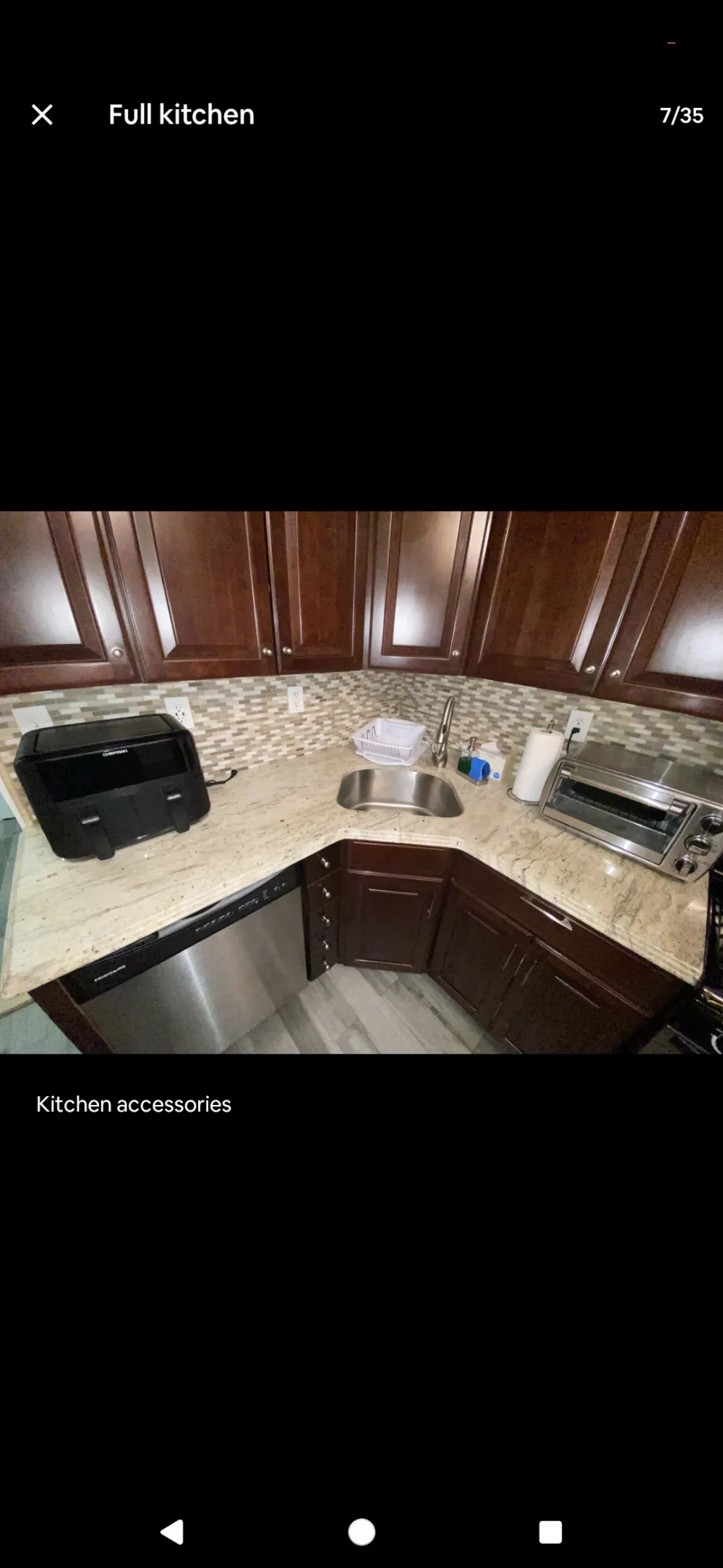 Modern kitchen with wood cabinets.