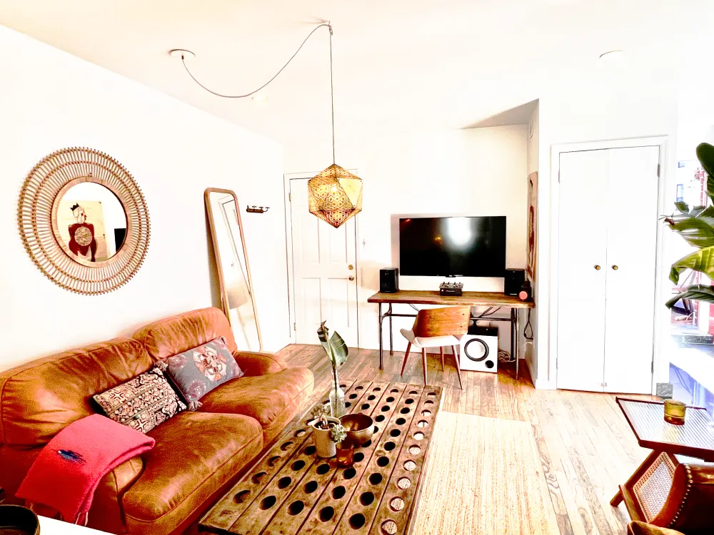 Cozy living room with decor.