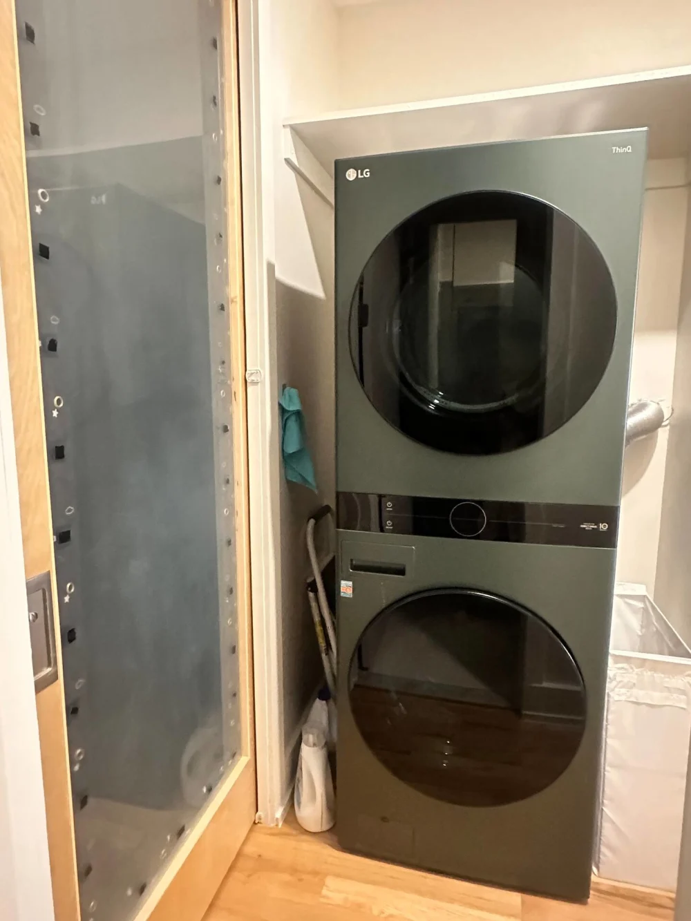 Modern washer and dryer setup.