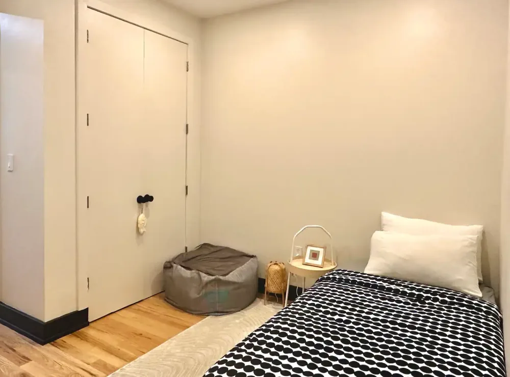 Cozy bedroom with minimalist design.