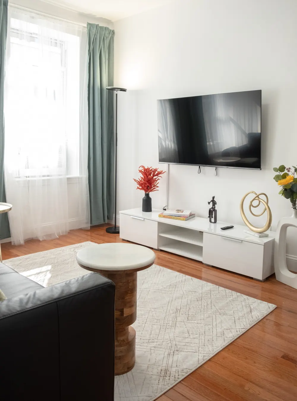 Contemporary living area with decor.