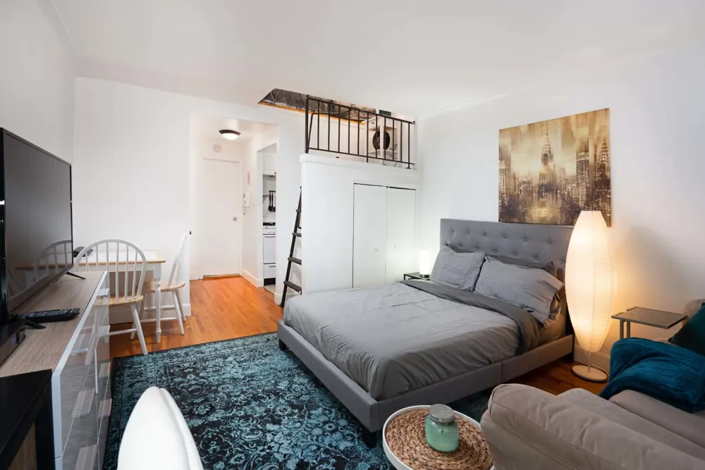 Cozy studio apartment with mezzanine.