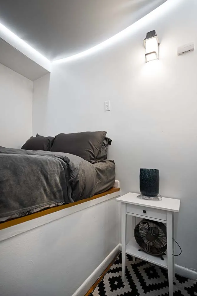 Cozy bedroom with modern decor.