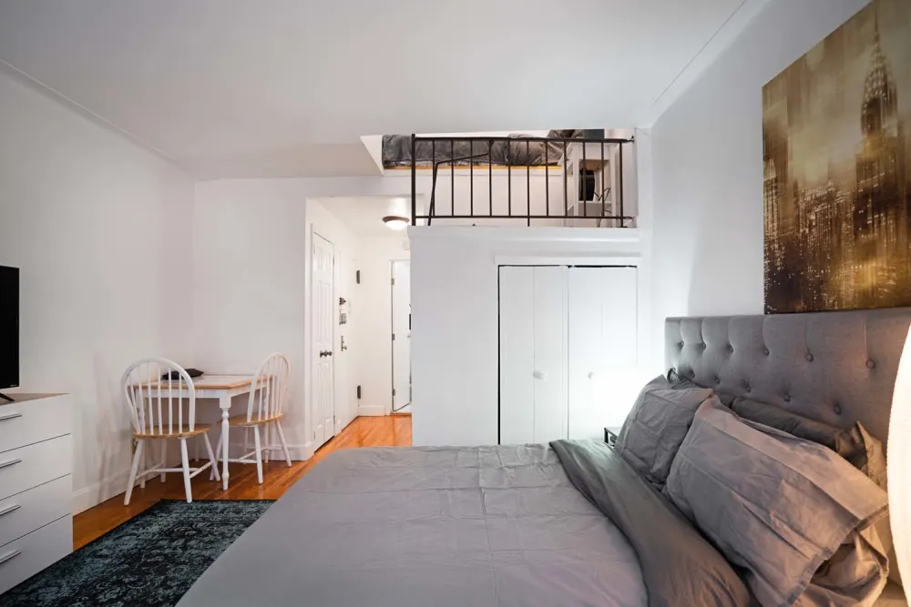 Cozy studio with sleeping loft.