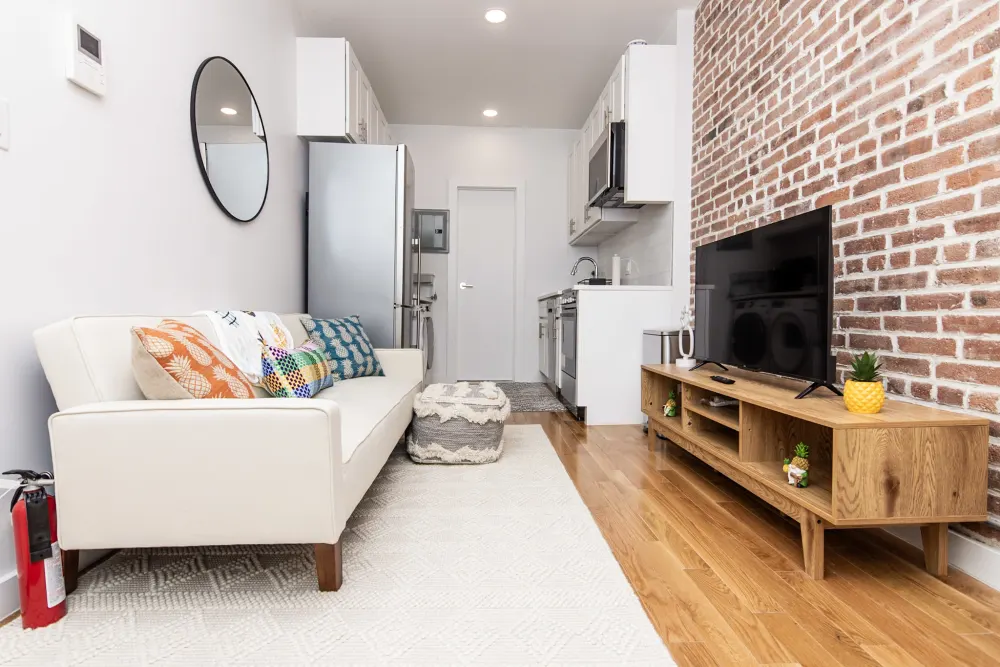 Modern, cozy living room apartment.