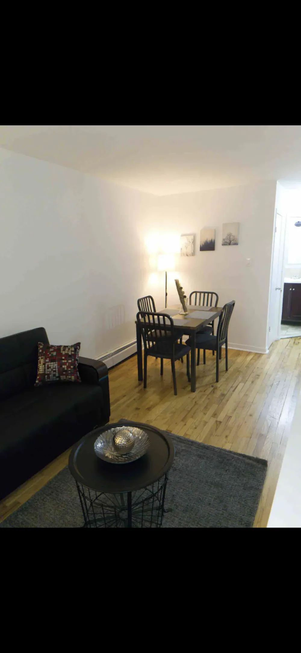 Cozy dining and living area.