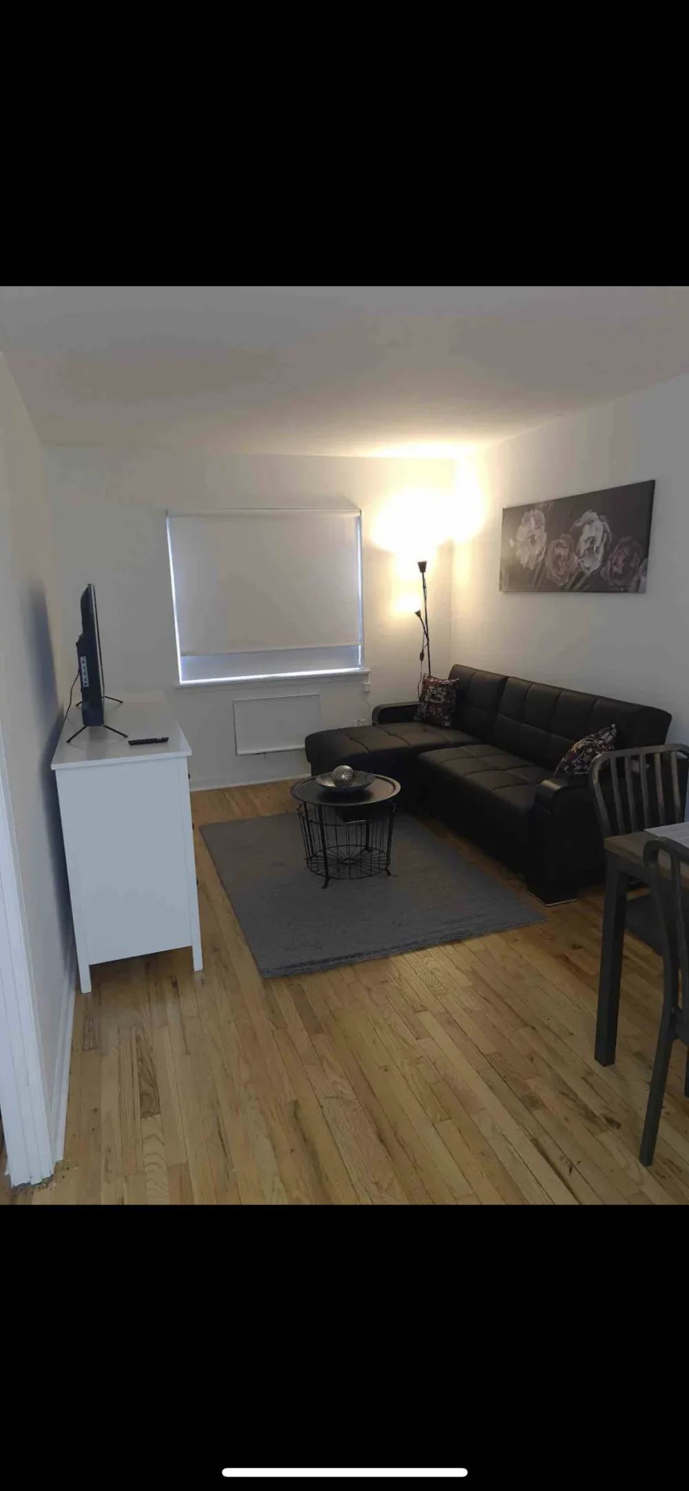 Modern living room with couch.