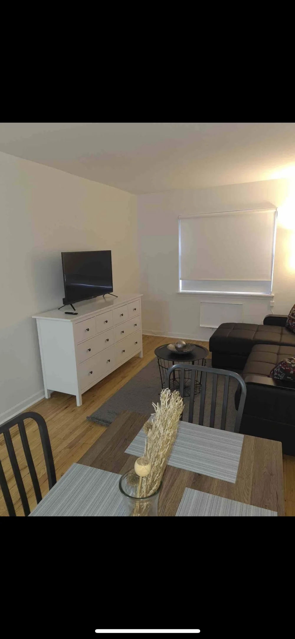 Modern apartment living room setup.