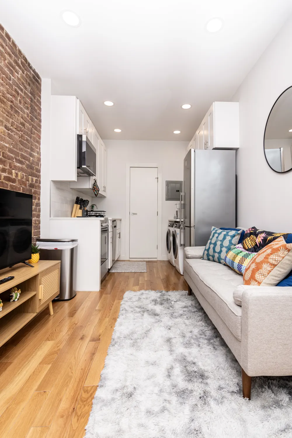 Modern cozy apartment with kitchen.