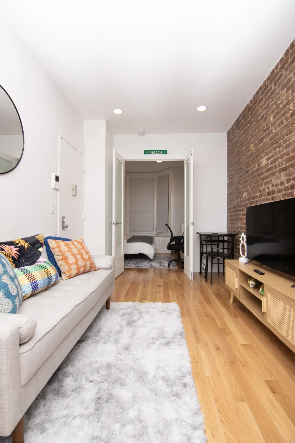 Modern living room with bedroom.