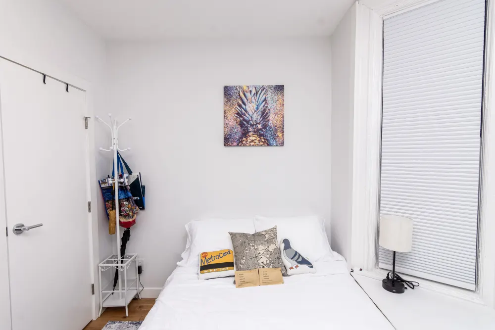 Cozy bedroom with playful decor.