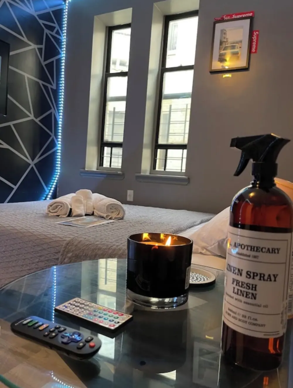 Modern bedroom with cozy decor.