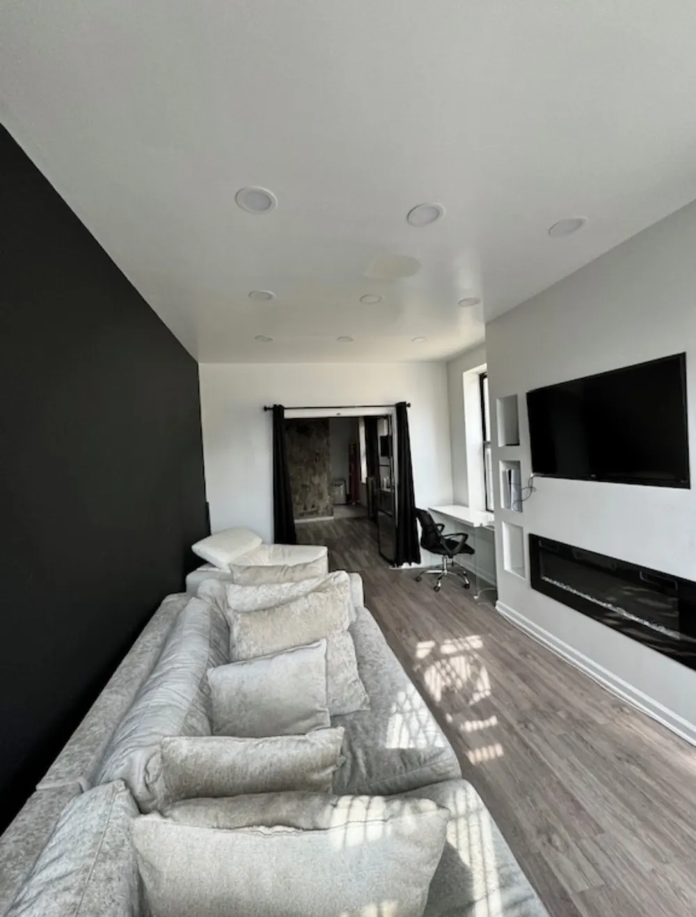 Modern living room with cozy sofa