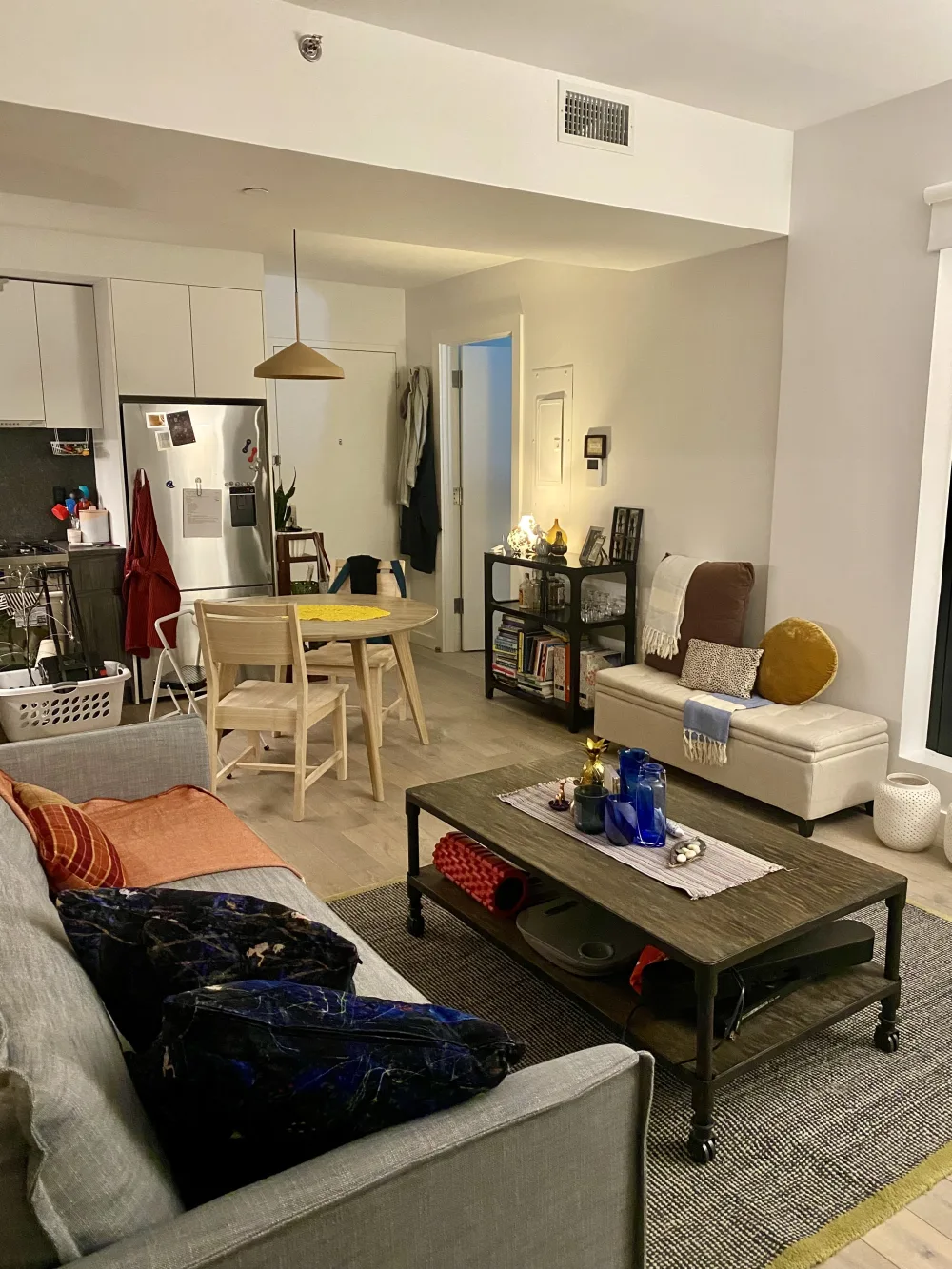 Cozy living room with kitchenette.