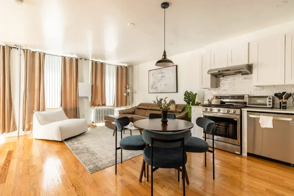 Modern apartment with open kitchen.