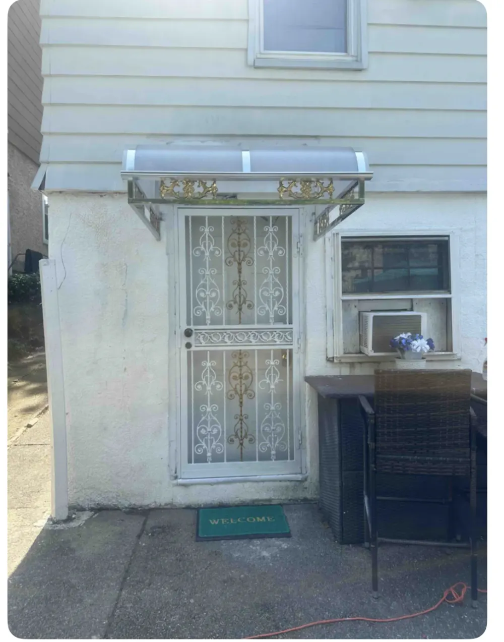 Welcoming entrance with decorative gate.