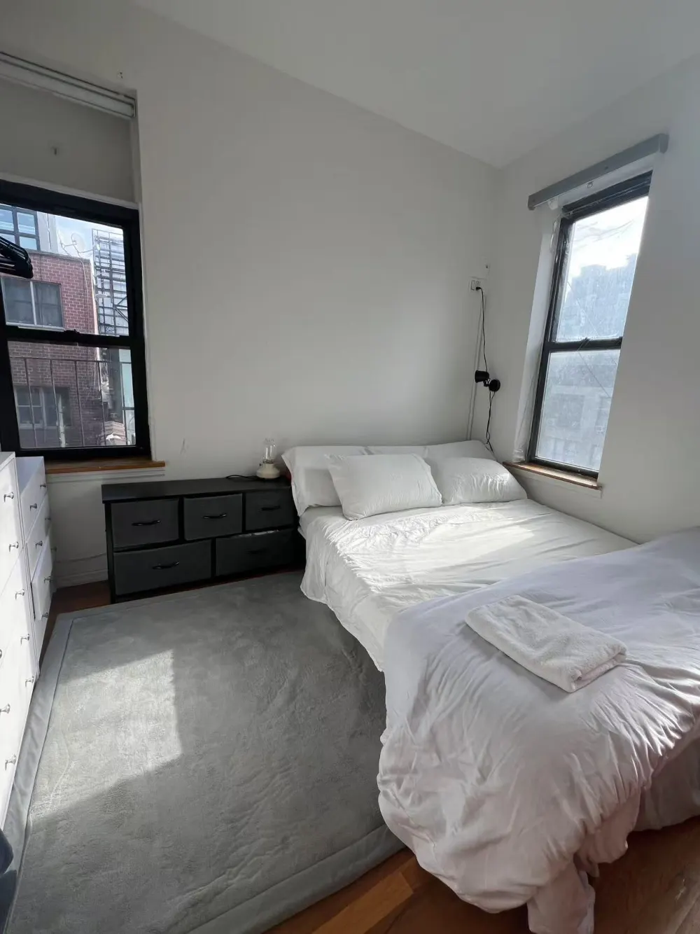 Bright bedroom with simple decor.