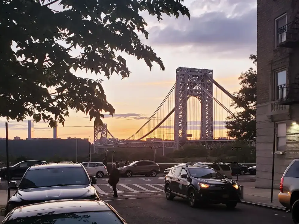 George Washington Bridge at sunset.