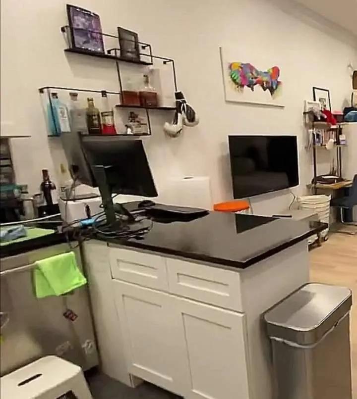 Modern kitchen with stylish decor.