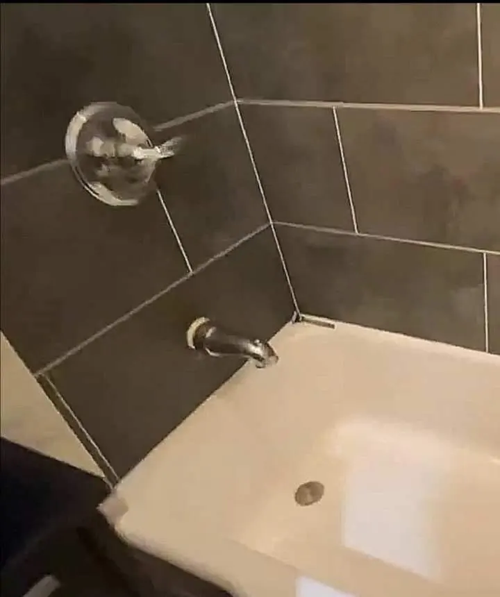 Modern bathtub with dark tiles.