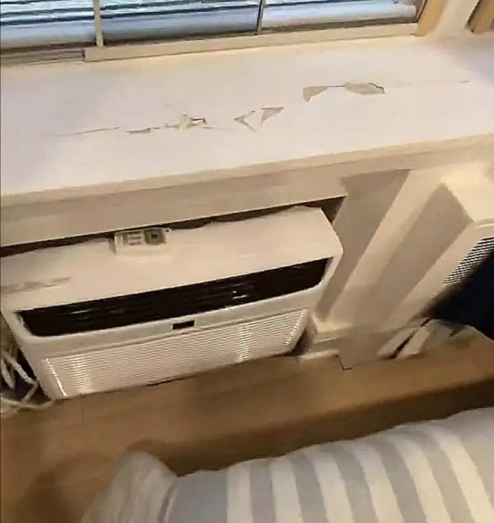 Air conditioner, peeling windowsill paint.