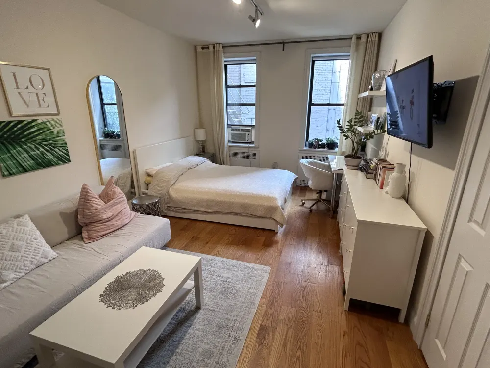 Cozy studio apartment with decor.