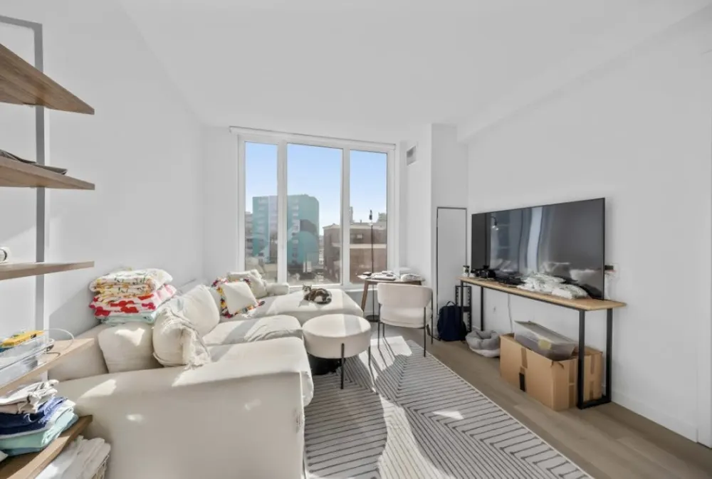 Modern, sunlit living room space.