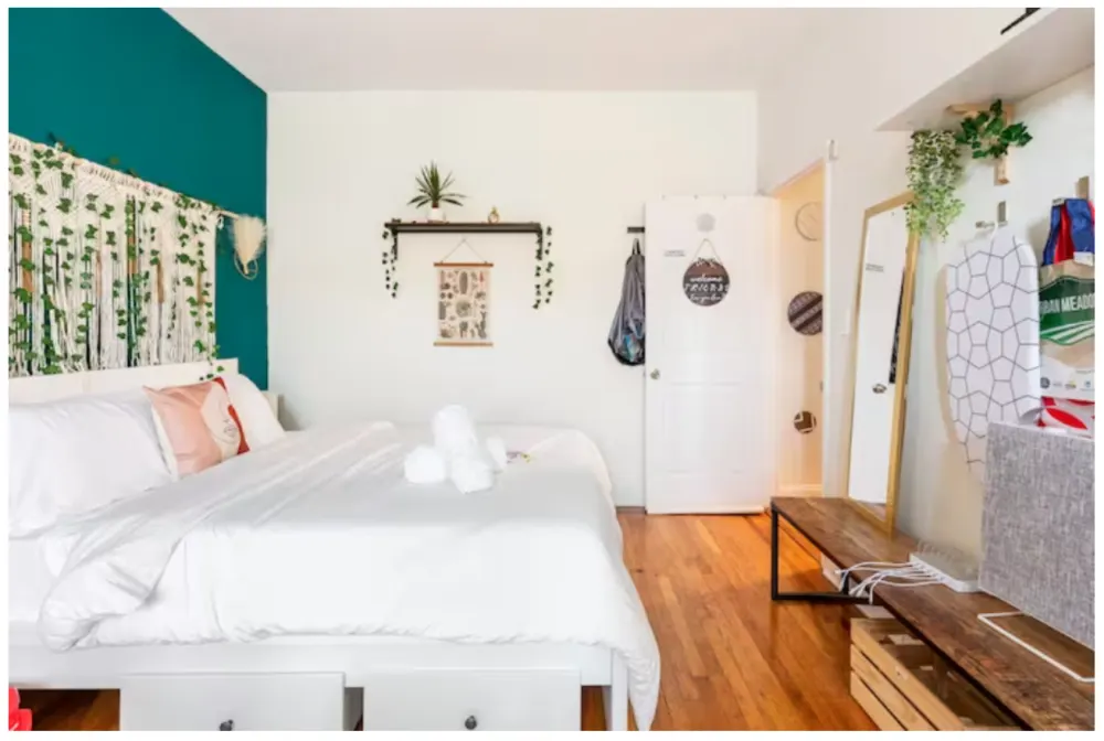 Cozy bedroom with modern decor.